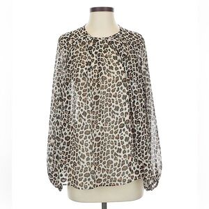 Maeve by Anthropologie Sheer Leopard Blouse